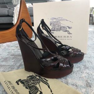 BURBERRY Wedge Sandals 100% Authentic